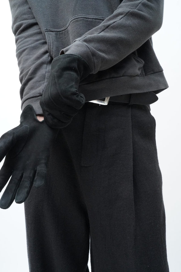 -WASHED WOOL 1TUCK WIDE TROUSERS-