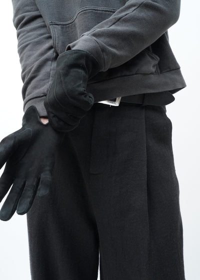 -WASHED WOOL 1TUCK WIDE TROUSERS-