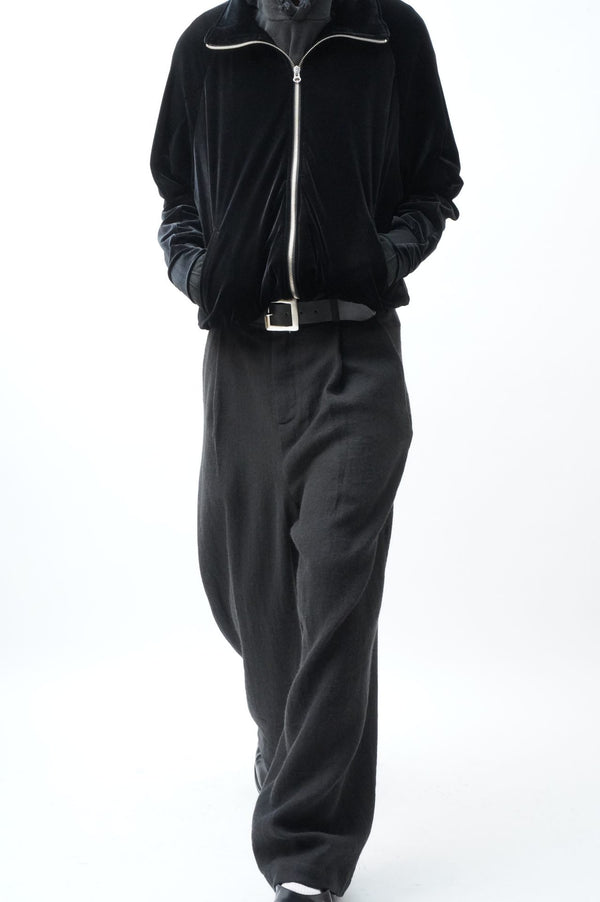 -WASHED WOOL 1TUCK WIDE TROUSERS-