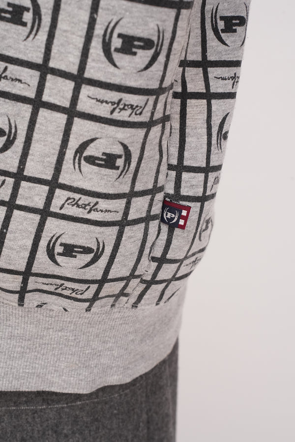 2000's "PHAT FARM" -Multi Logo Print C/N Sweat-