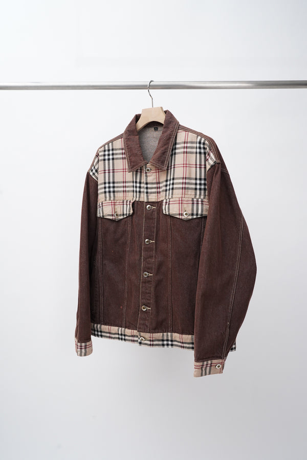 "Unknown" -Denim/Tartan Trucker Jacket-