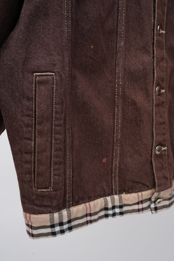 "Unknown" -Denim/Tartan Trucker Jacket-