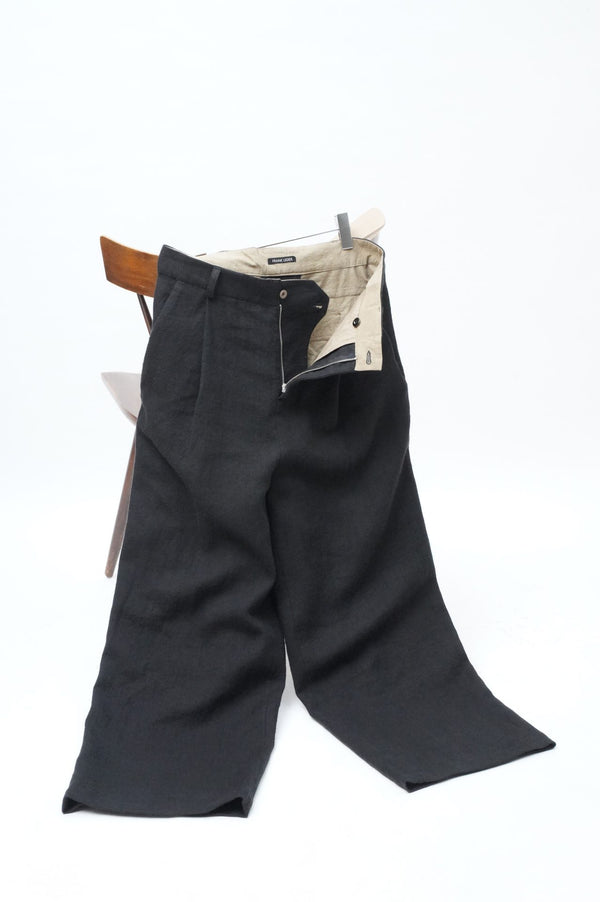 -WASHED WOOL 1TUCK WIDE TROUSERS-