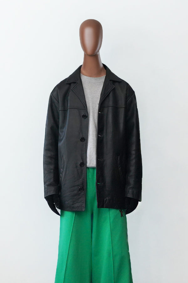 "Barneys" -Leather Car Coat