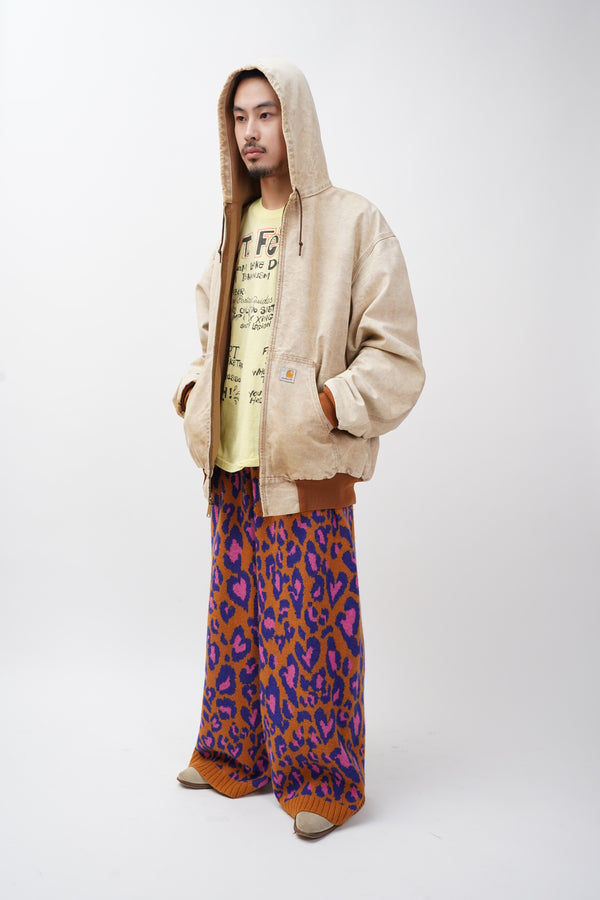 "Unknown" -Acrylic/Wool Leopard Knit Wide Pants-