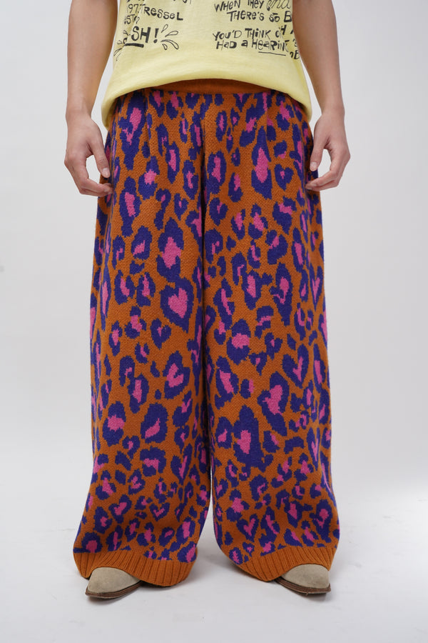 "Unknown" -Acrylic/Wool Leopard Knit Wide Pants-