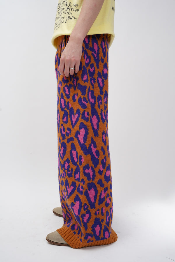 "Unknown" -Acrylic/Wool Leopard Knit Wide Pants-