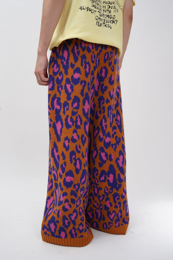 "Unknown" -Acrylic/Wool Leopard Knit Wide Pants-