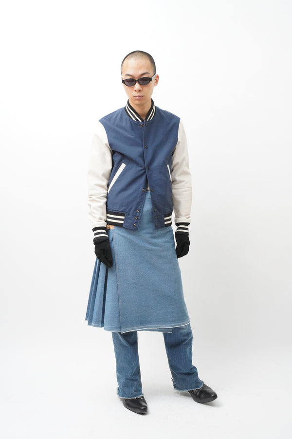 "COACH" -Leather Sleeve Stadium Jacket-
