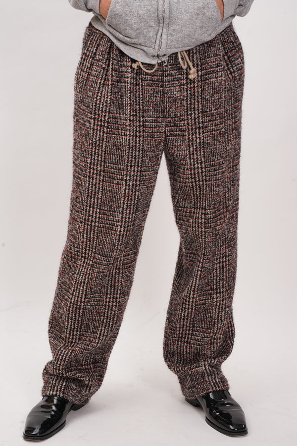 BLACK RED GRAY WOOL DRAWSTRINGS 2TUCK TROUSERS