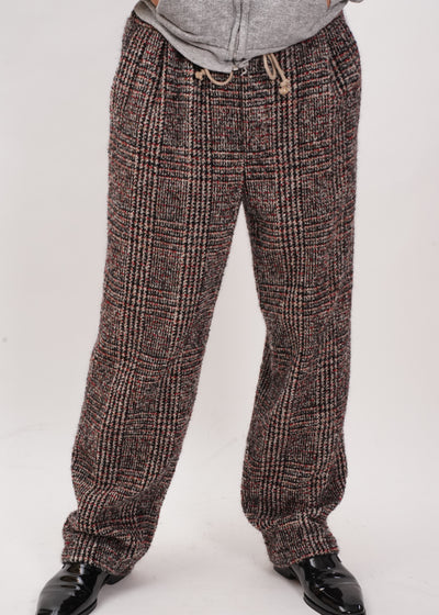 BLACK RED GRAY WOOL DRAWSTRINGS 2TUCK TROUSERS