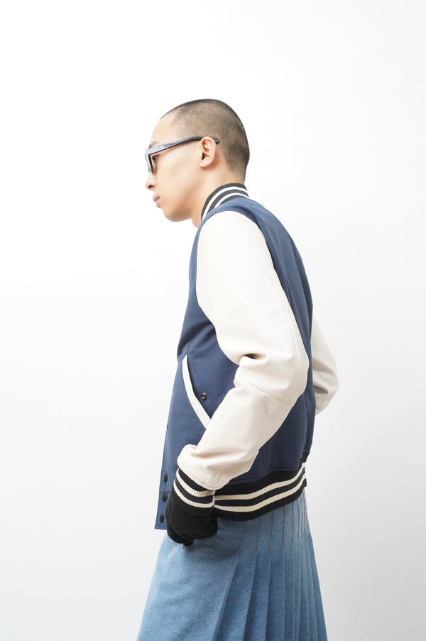"COACH" -Leather Sleeve Stadium Jacket-