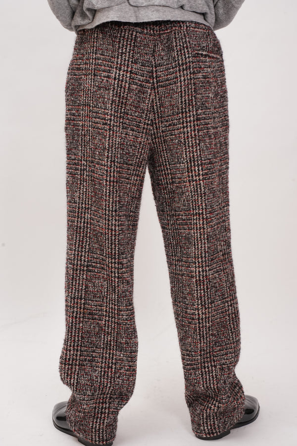 BLACK RED GRAY WOOL DRAWSTRINGS 2TUCK TROUSERS