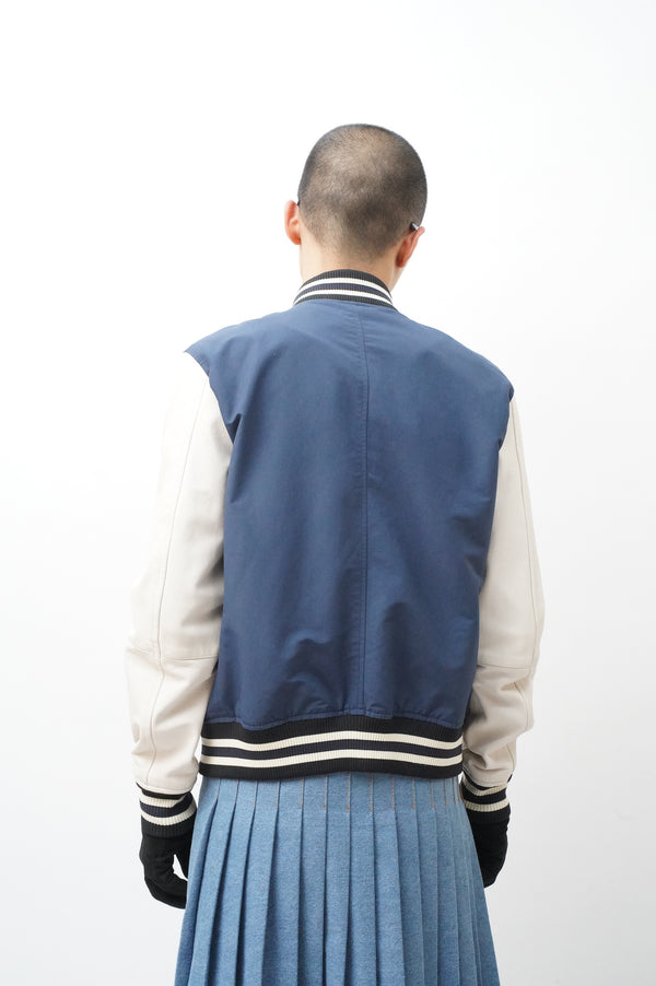 "COACH" -Leather Sleeve Stadium Jacket-