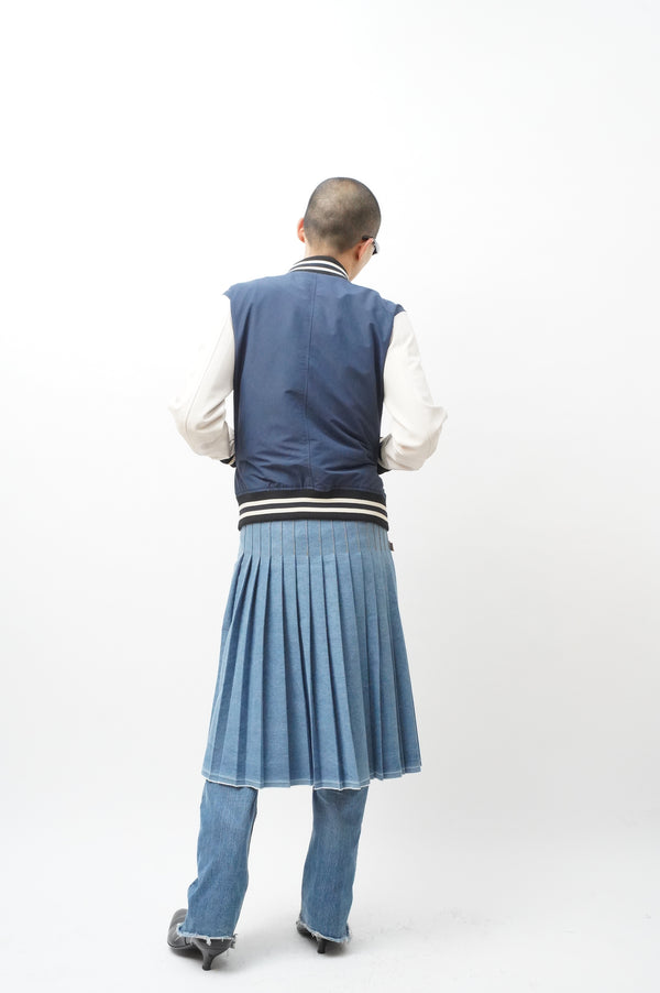 "COACH" -Leather Sleeve Stadium Jacket-