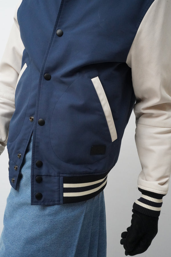 "COACH" -Leather Sleeve Stadium Jacket-
