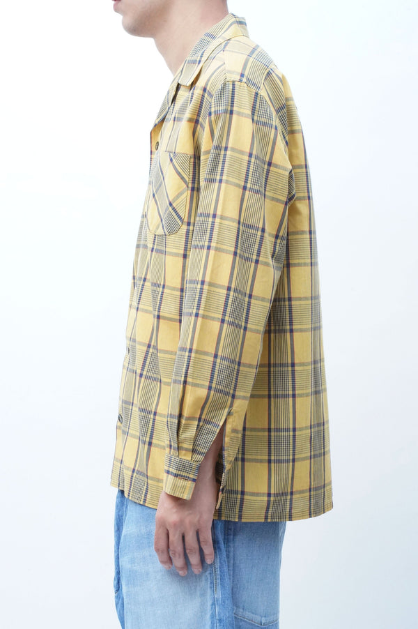 70's "UNKNOWN" -Cotton/Polyester L/S Check Shirt-