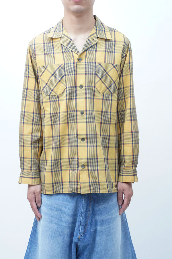 70's "UNKNOWN" -Cotton/Polyester L/S Check Shirt-