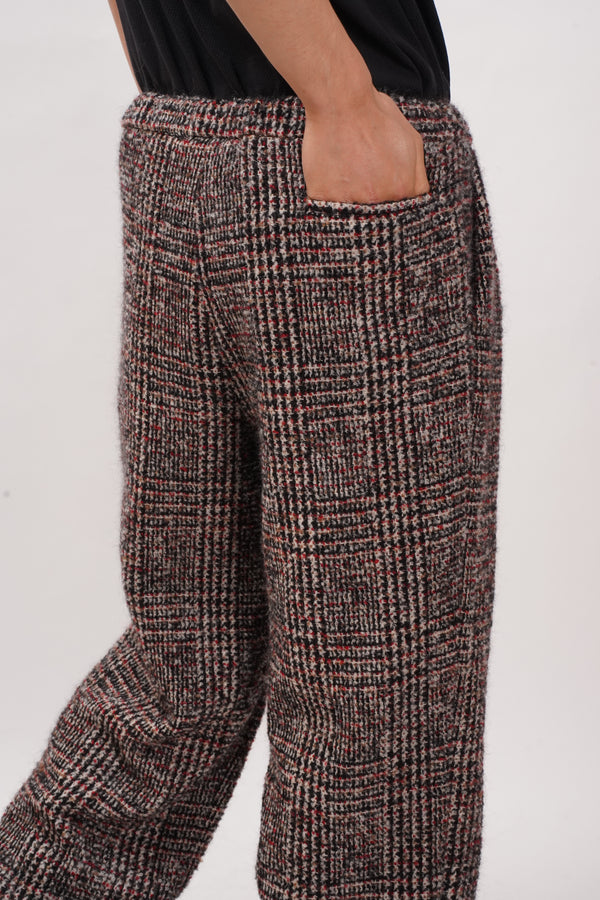 BLACK RED GRAY WOOL DRAWSTRINGS 2TUCK TROUSERS