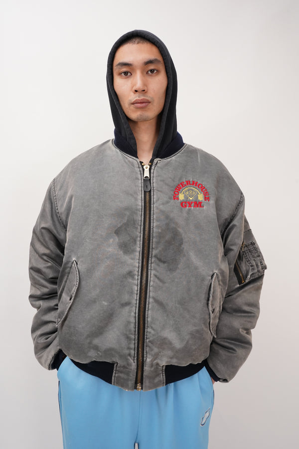 "S.E.I. co." -"POWER HOUSE GYM" Logo Embroidery Flight Jacket-