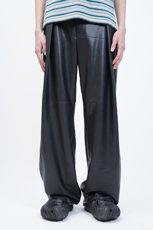 "MOTHER" -Fake Leather Tuck Straight Pants-