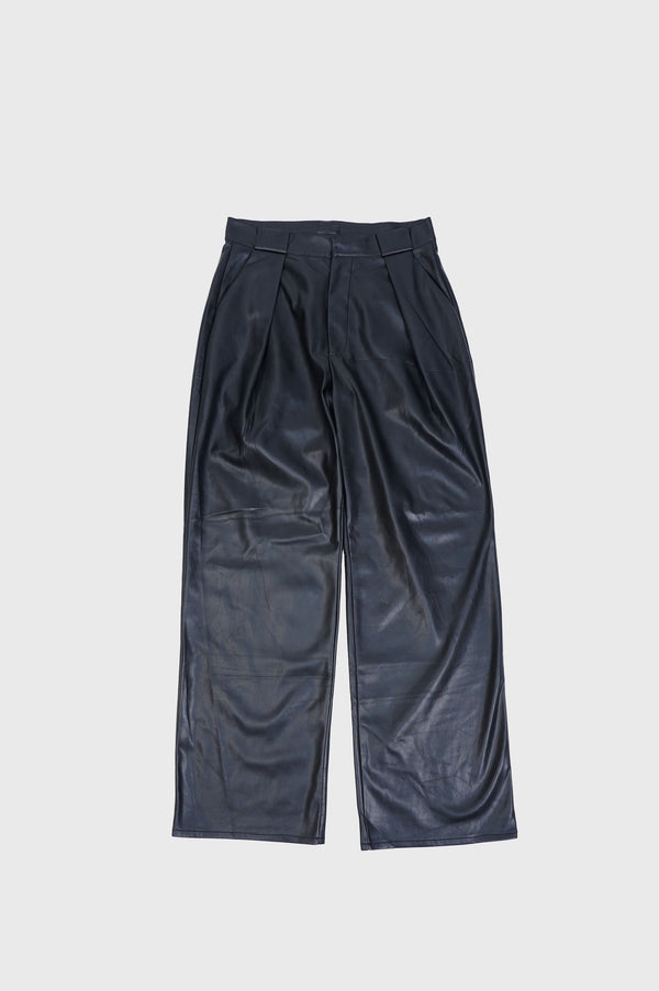 "MOTHER" -Fake Leather Tuck Straight Pants-