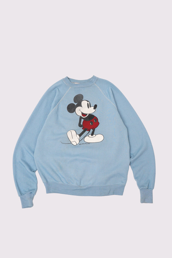 70's "Disney Productions" -"Mickey Mouse" Printed Raglan Sweat-