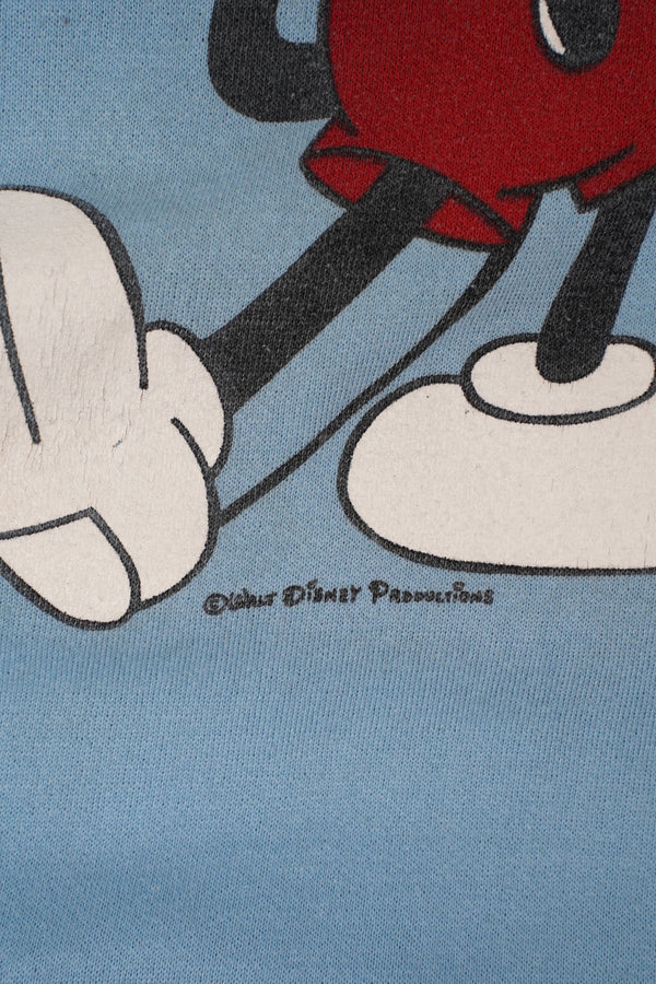 70's "Disney Productions" -"Mickey Mouse" Printed Raglan Sweat-