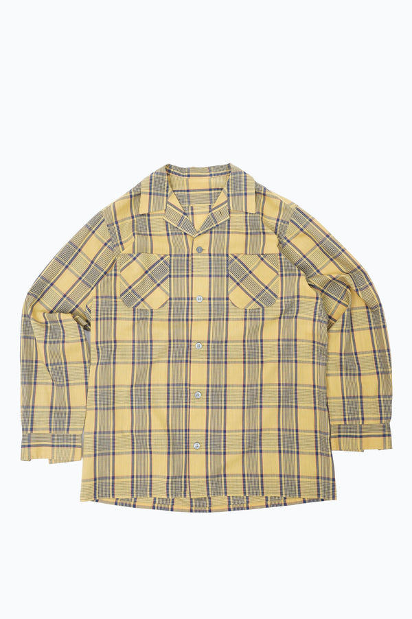 70's "UNKNOWN" -Cotton/Polyester L/S Check Shirt-