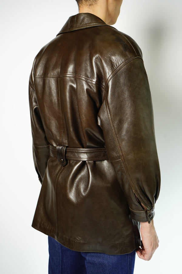 90's "Burberrys'" -Leather Double Riders Coat-