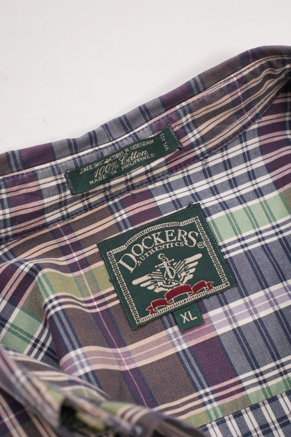 "DOCKERS" -Cotton Check B.D Shirt-