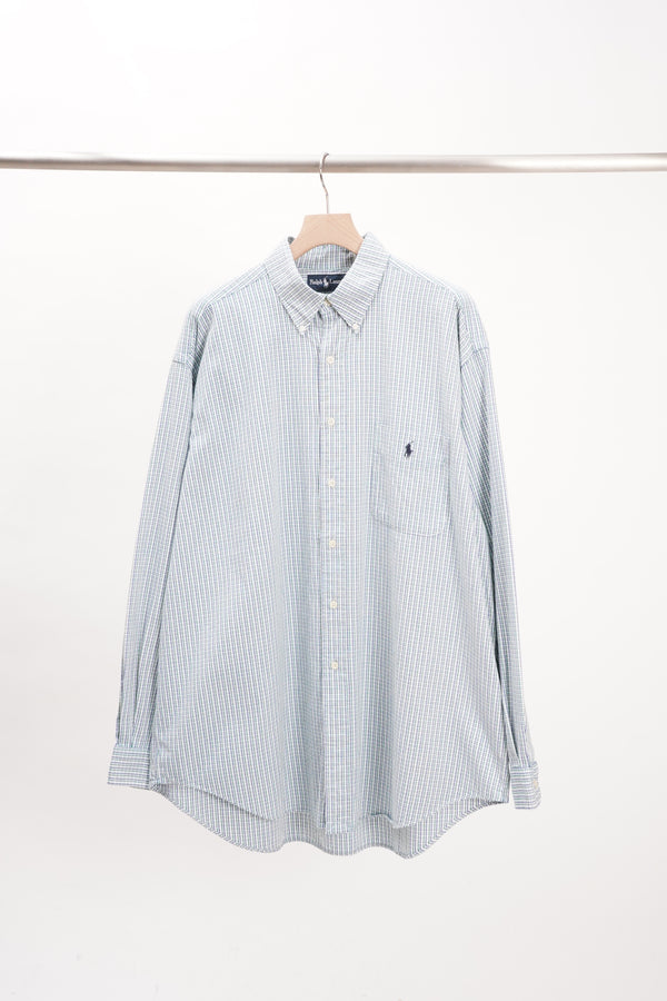 90's "Polo by Ralph Lauren" -"BIG SHIRT" Cotton Check B.D Shirt-