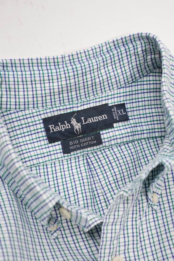 90's "Polo by Ralph Lauren" -"BIG SHIRT" Cotton Check B.D Shirt-