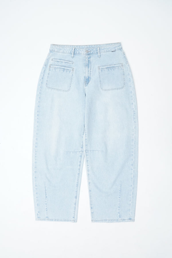 "UNKNOWN" -Wide Tapered Denim-
