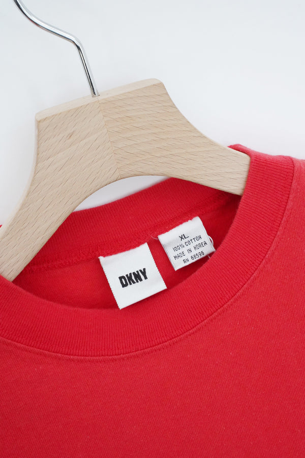 2000's "DKNY" -Logo Printed L/S Football Tee-