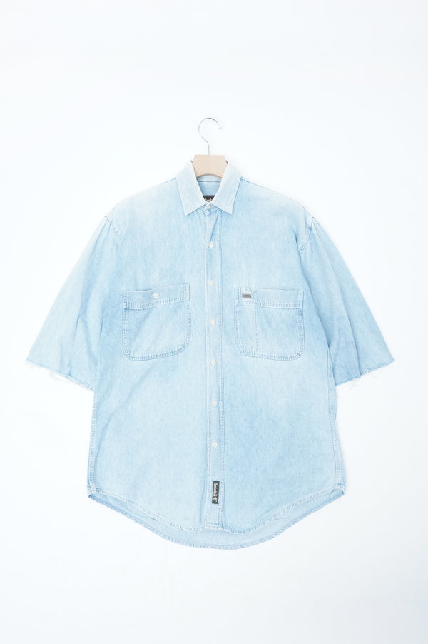 2000's "Timberland" -"Made in ITALY" Cut off Denim Shirt-