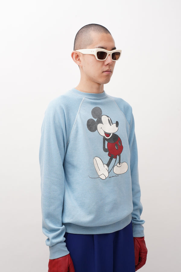 70's "Disney Productions" -"Mickey Mouse" Printed Raglan Sweat-