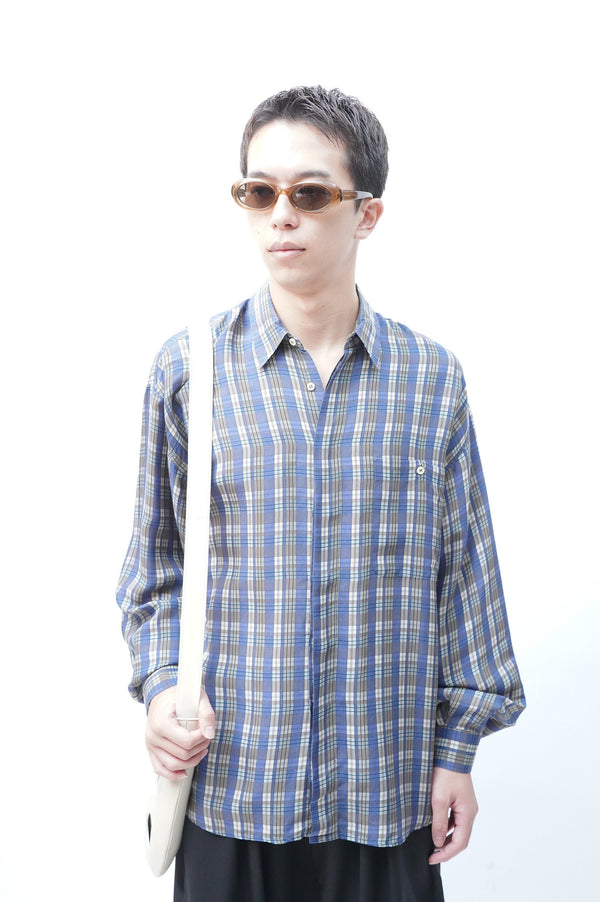 80's "LEOPOLD" -"Made in Italy" Check Cupra L/S Shirt-