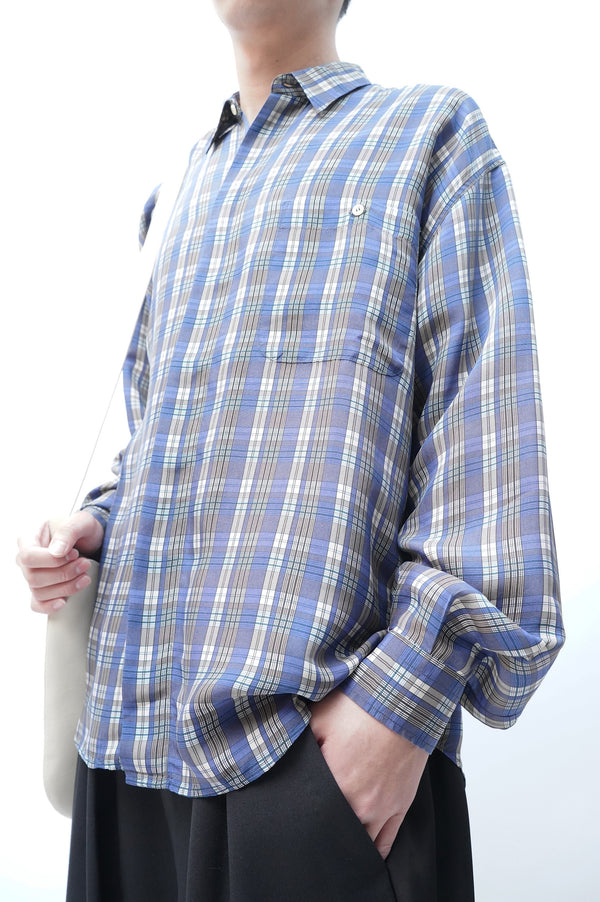 80's "LEOPOLD" -"Made in Italy" Check Cupra L/S Shirt-
