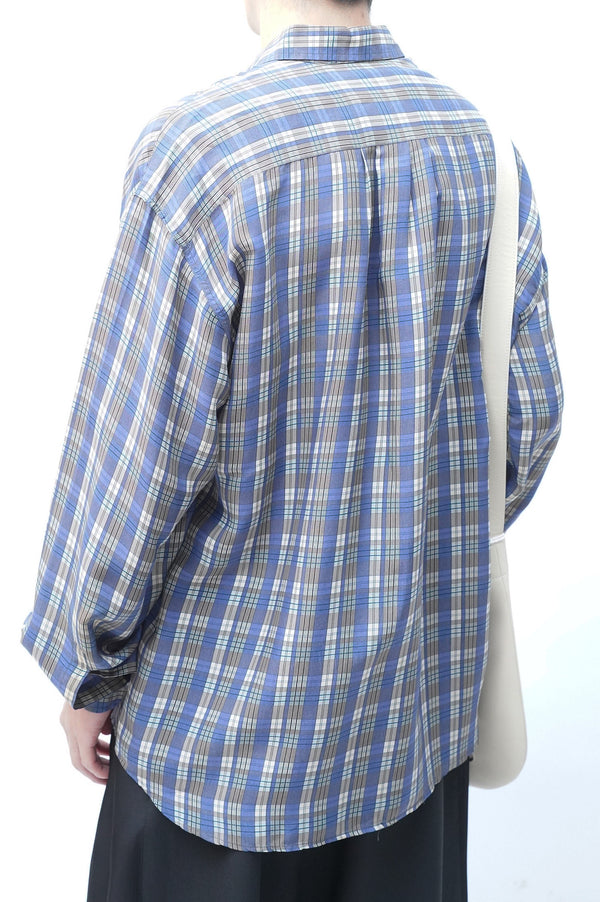 80's "LEOPOLD" -"Made in Italy" Check Cupra L/S Shirt-