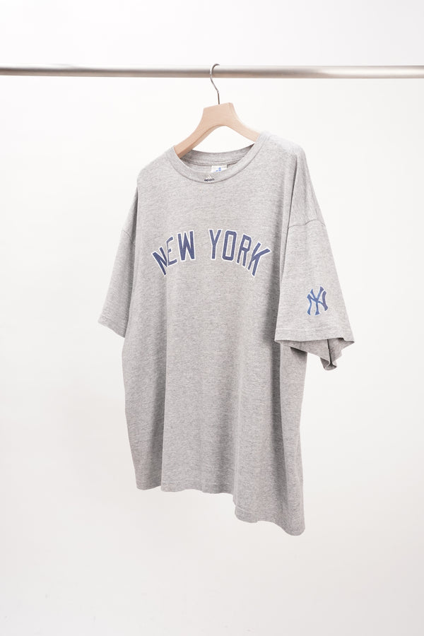 90`s "adidas" -Cotton/Poly "NY Yankees" Printed Tee-