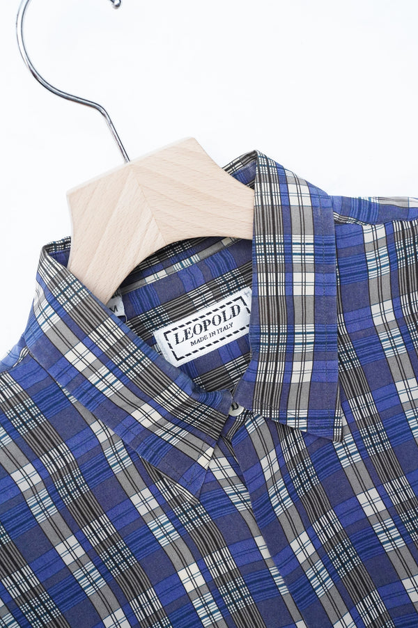 80's "LEOPOLD" -"Made in Italy" Check Cupra L/S Shirt-