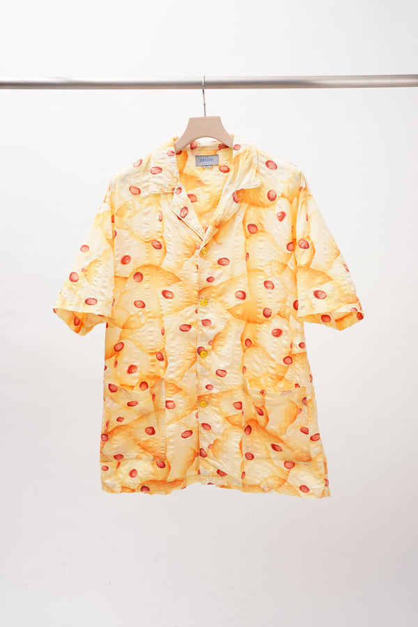 "KENZO HOMME" -Cotton S/S Open Collar Shirt-