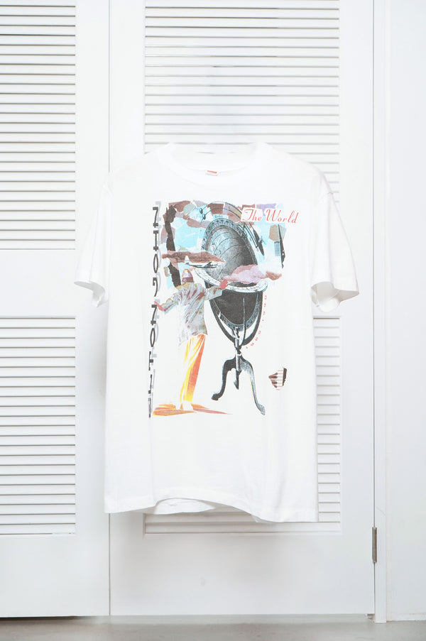 80's "Hanes" -"ELTON JOHN-THE WORLD" Printed S/S Tee-