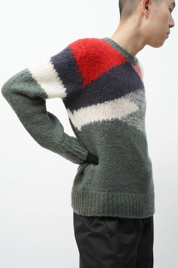 "DIESEL" -Mohair Mix C/N Knit Sweater-