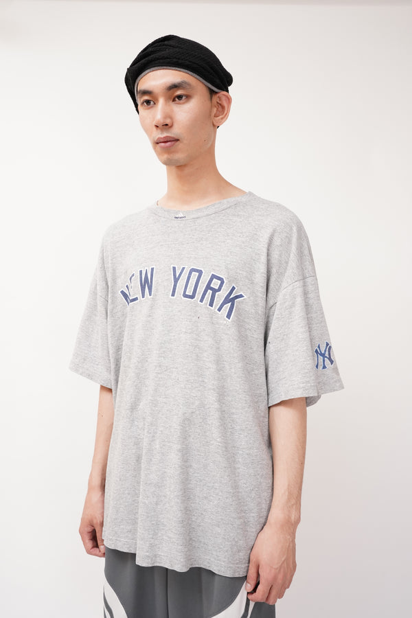 90`s "adidas" -Cotton/Poly "NY Yankees" Printed Tee-