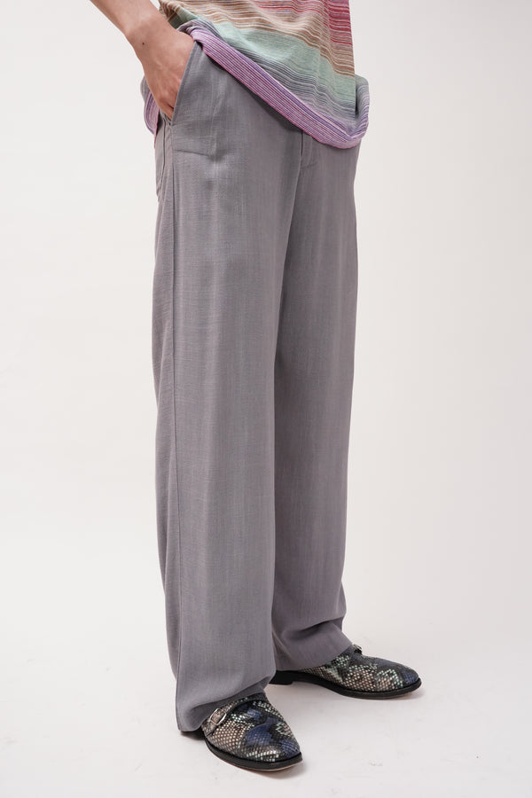 "UNKNOWN" -Rayon/Linen Straight Pants-