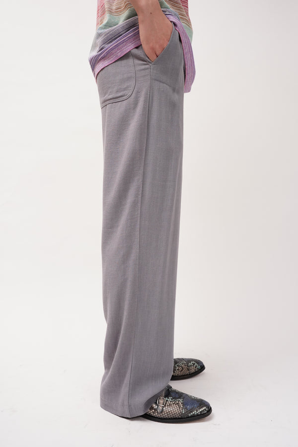 "UNKNOWN" -Rayon/Linen Straight Pants-