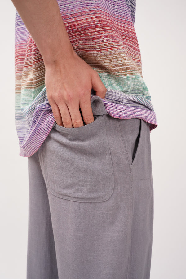 "UNKNOWN" -Rayon/Linen Straight Pants-