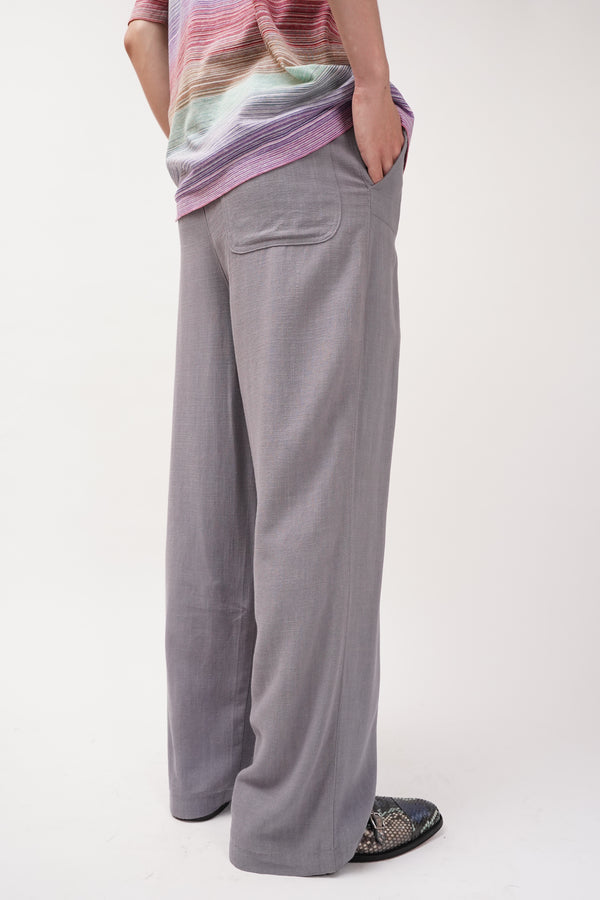 "UNKNOWN" -Rayon/Linen Straight Pants-